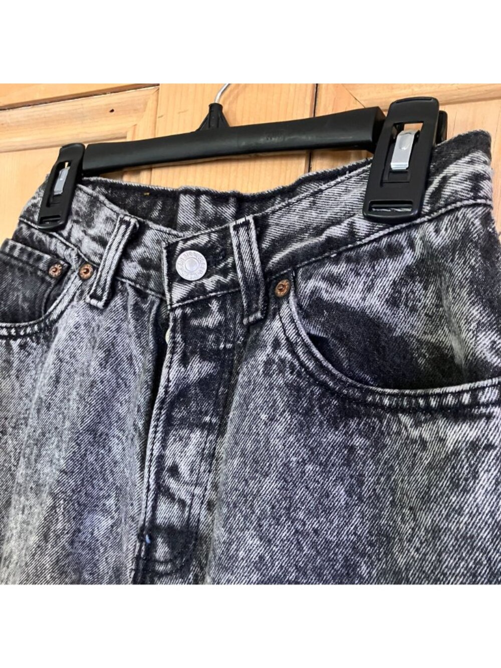 Levi's 544 Jeans Vintage 90s Acid Wash Jeans Size Juniors 3 XXS Black AN EXC. - Picture 4 of 12